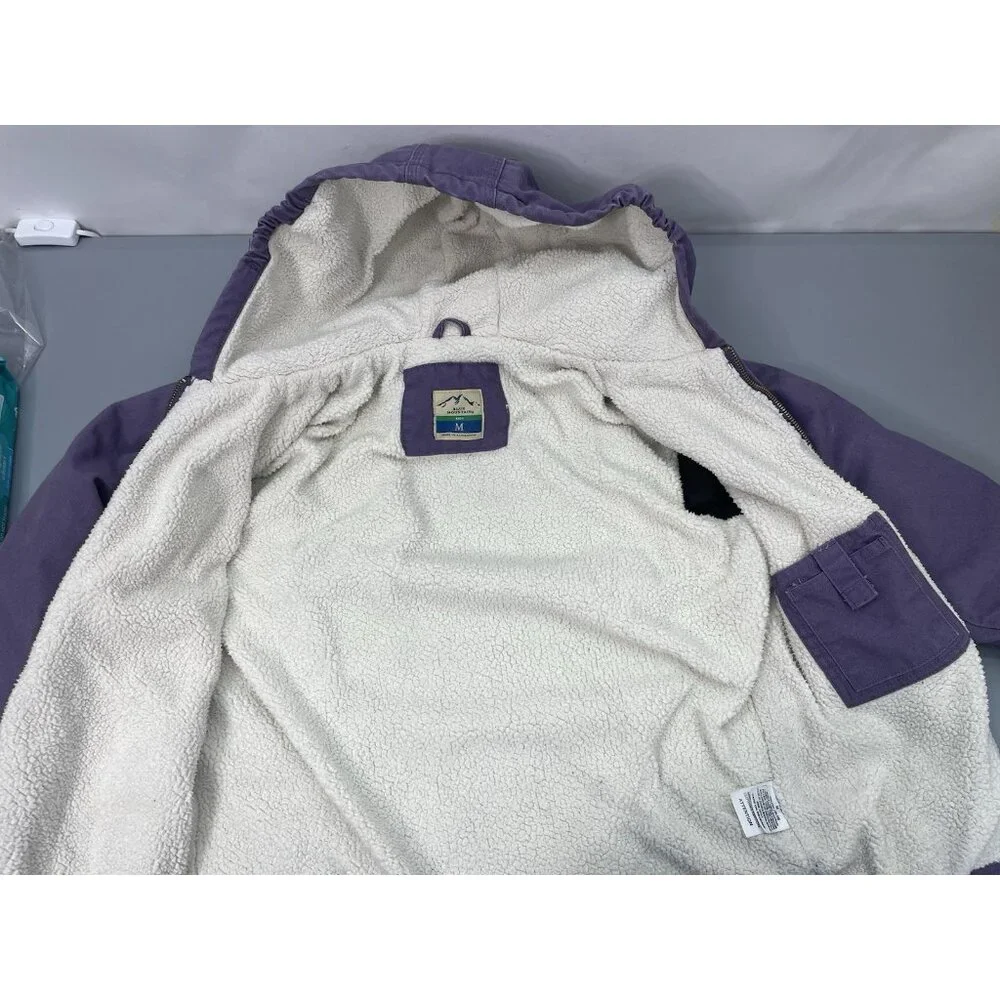 Blue Mountain Canvas Jacket Sherpa Barn Chore Hooded Western Farm Purple Girls M